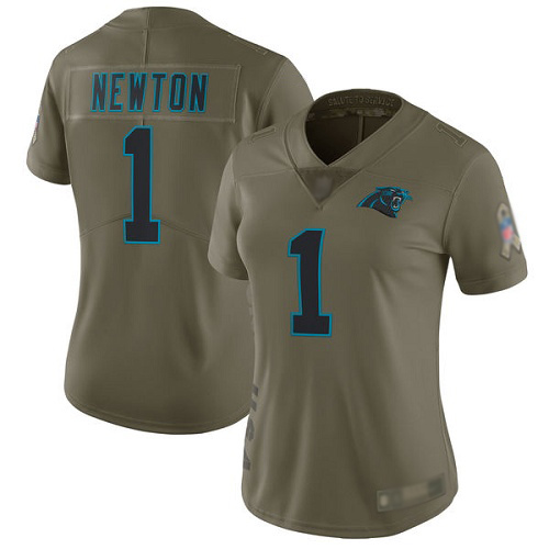Carolina Panthers Limited Olive Women Cam Newton Jersey NFL Football #1 2017 Salute to Service